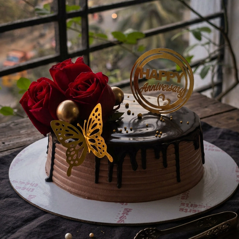 Crimson Romance Drip Cake