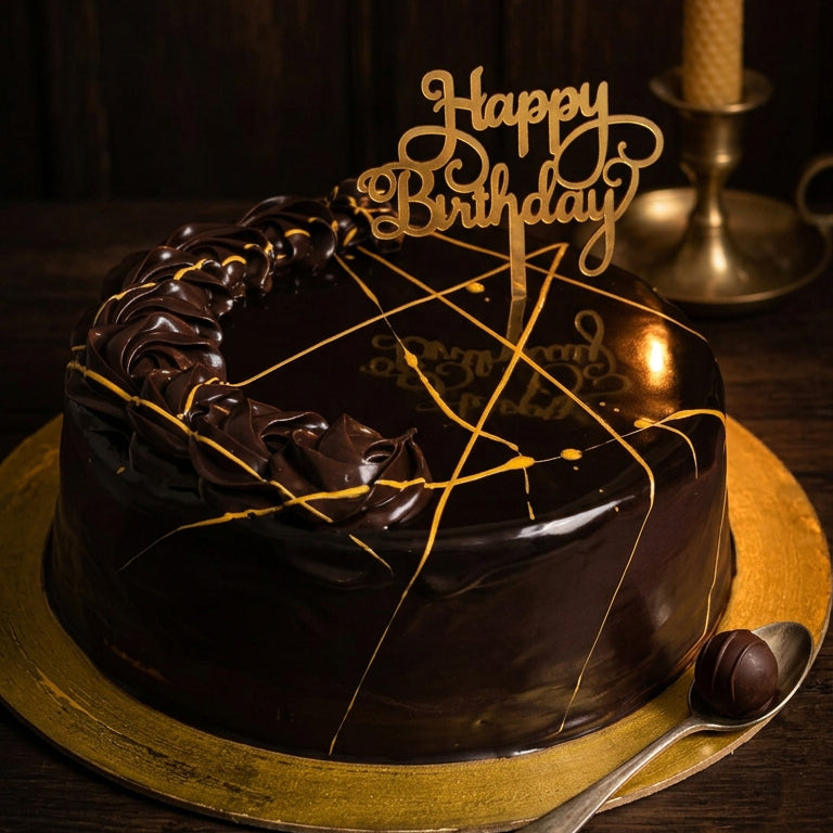 Midnight Gold Dark Chocolate Cake