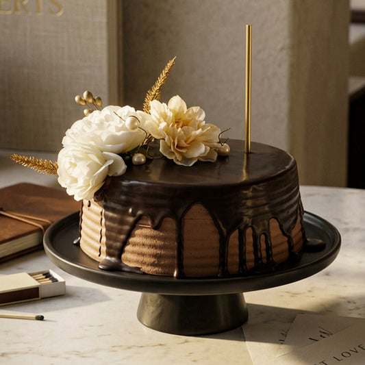 Ivory Elegance Chocolate Drip Cake